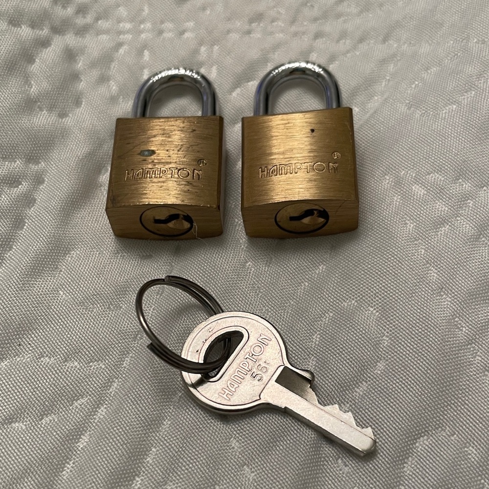 HAMPTON Solid Brass Padlocks Set of 2 with One Key